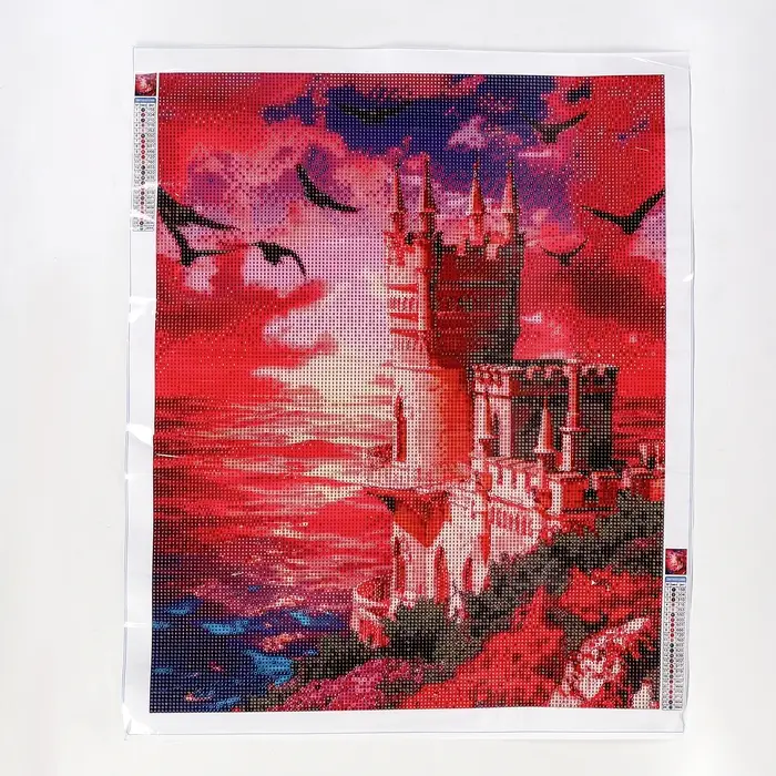 Алмазная вышивка полное заполнение "Замок у моря", на холсте 40*50 см