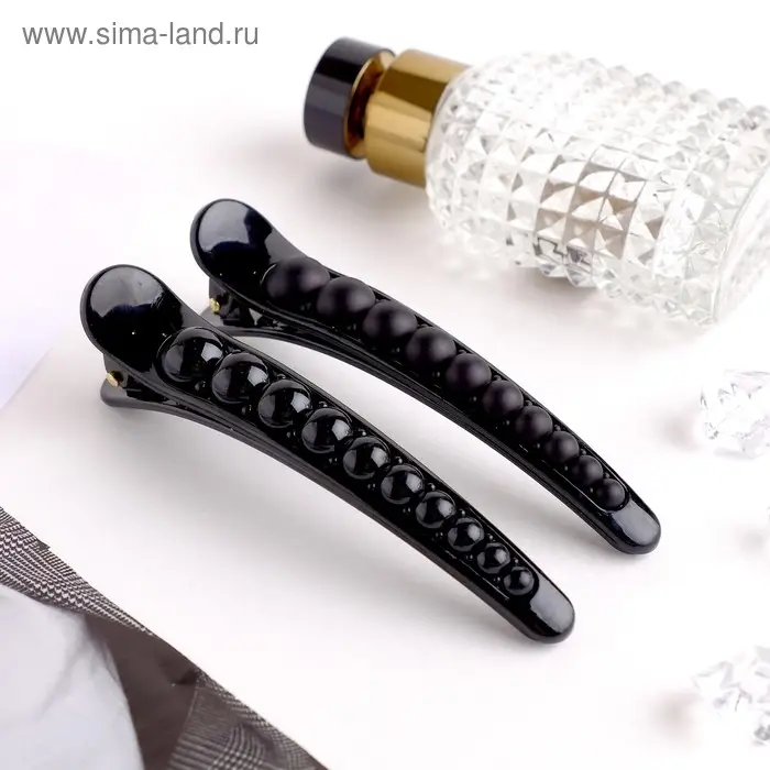 Зажим для волос &laquo;Бусины&raquo;, 10.5 см, чёрный