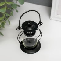 Подсвечник металл, стекло на 1 свечу "Пузатый фонарик" 9,2х6,2х5,8 см