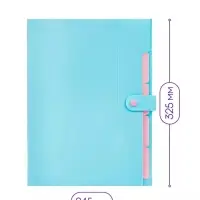 Папка А4, 5 отделений, Calligrata, 600 мкм, на кнопке, голубая, матовая