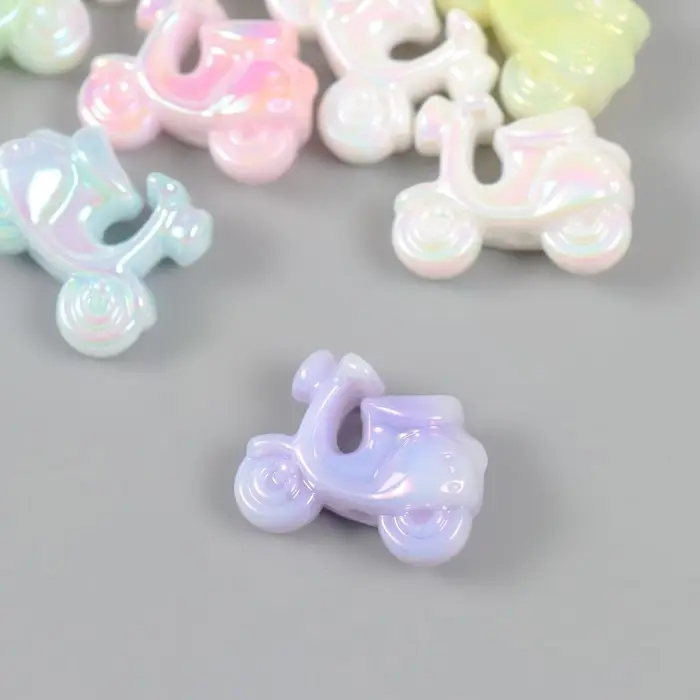 Бусина для творчества пластик "Мопед" перламутр пастель МИКС 2,5х1,1х2 см