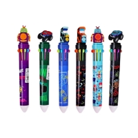 Ручка шариковая автоматическая, 10-ти цветная, штрихкод на штуке, МИКС Робот/Машина