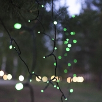 Гирлянда &laquo;Нить&raquo; 10 м, IP44, тёмная нить, 100 LED, свечение зелёное, 2 режима, солнечная батарея