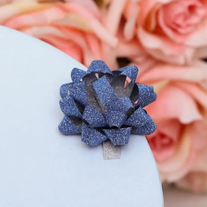 Бант - звезда №3.5, фасовка 8 шт., с блестками, МИКС