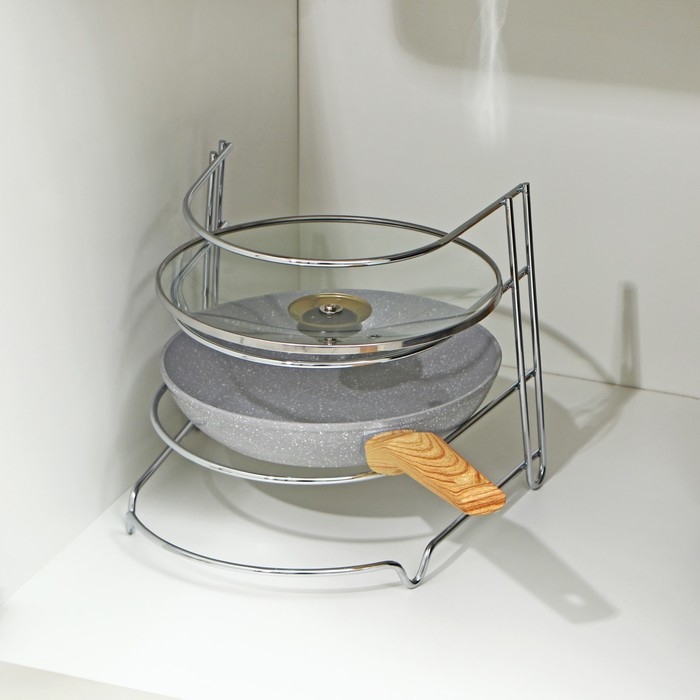 Подставка для хранения сковород Доляна, 24&times;27&times;26 см, цвет хром