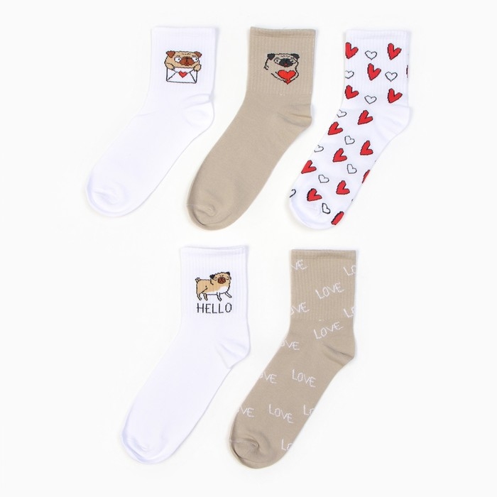 Набор женских носков KAFTAN "Love you&ldquo; 5 пар, размер 36-39 (23-25 см)