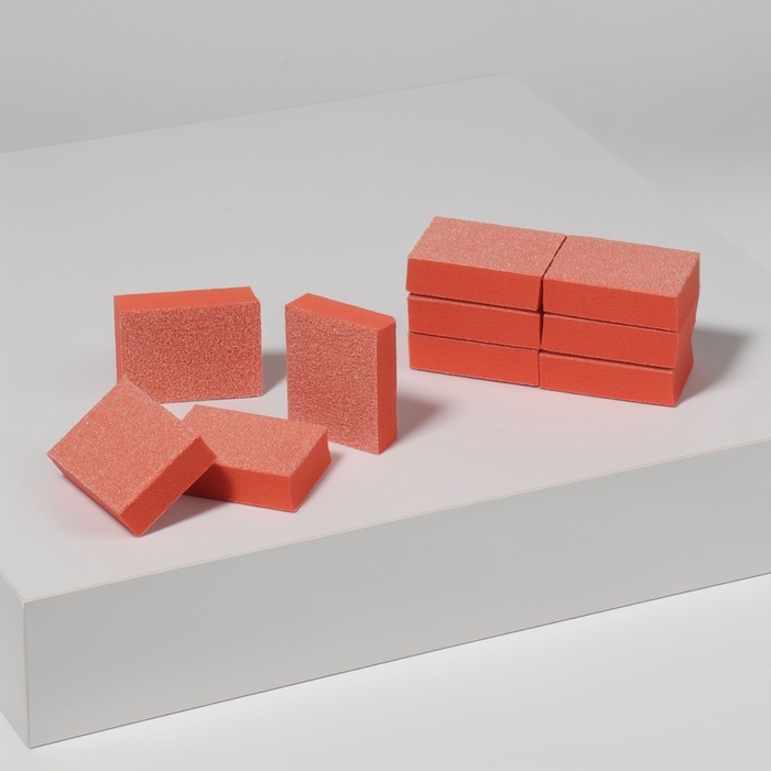 Наждачные бафы для ногтей, набор 10 шт, двухсторонние, 3,5 &times; 2,5 см, цвет оранжевый