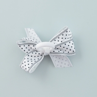 Резинка для волос &laquo;Школьница&raquo;, бант полоски горох, 8 см, бело-синяя