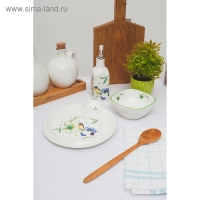 Блюдо фарфоровое круглое с соусником Доляна &laquo;Зелёный сад&raquo;, 22,5&times;20&times;2 см, цвет белый