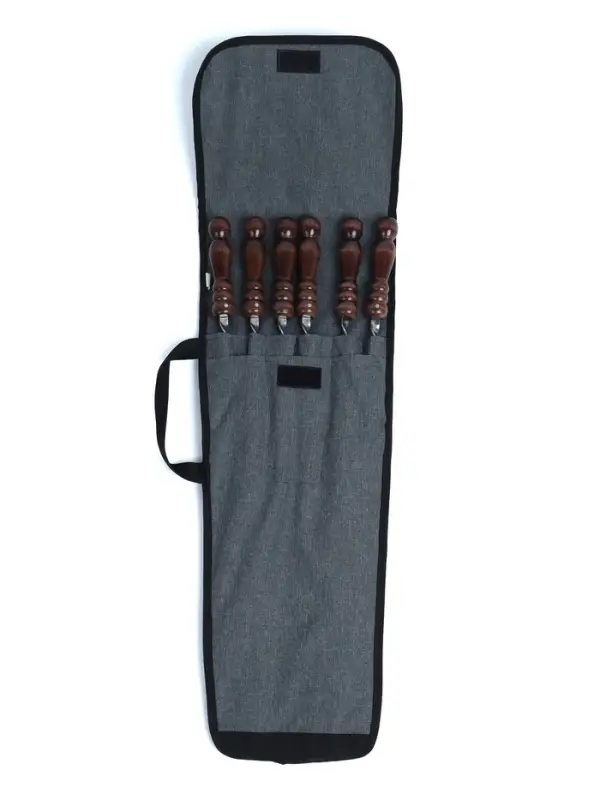 Набор шампуров в колчане, 6 шт, деревянная ручка "Шар", 73(50) х 1,2 х 0,25 см, серый