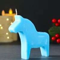 Свеча новогодняя "Лошадка" 110х100 мм, голубой