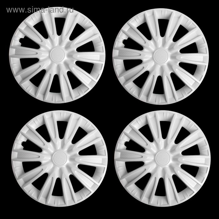 Колпаки колесные R15 Колпаки колесные R15 "ТОРНАДО", белый глянец карбон, набор 4 шт.