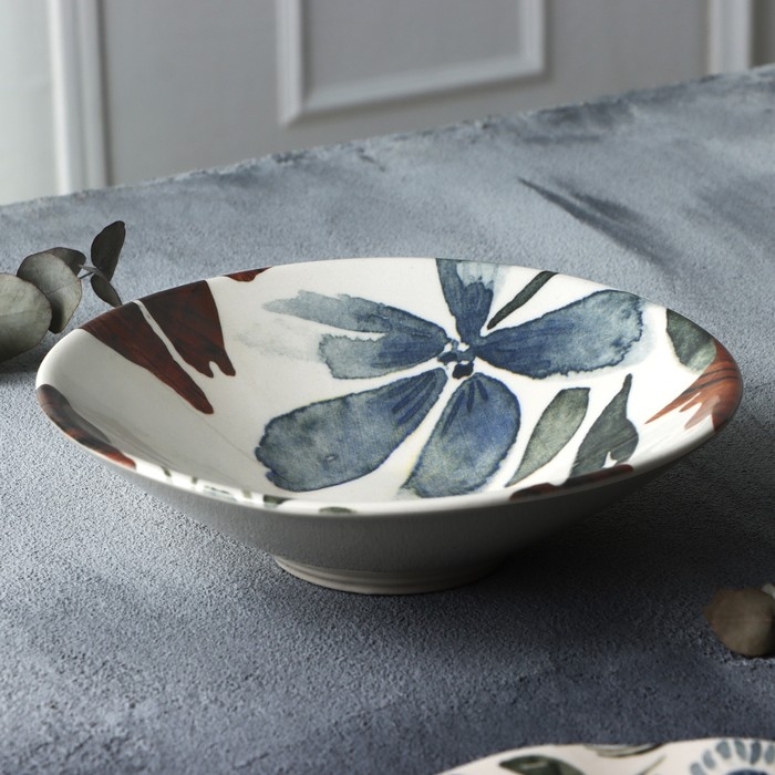 Тарелка керамическая &laquo;Фьюжен&raquo;, 20 х 5.5 см, 600 мл, цвет белый