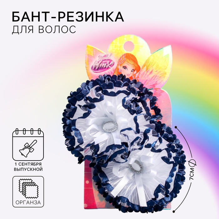 Бант для волос на резинке школьный, 2 штуки 7 см, ВИНКС