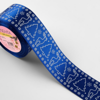 Лента атласная &laquo;Олени&raquo;, 50 мм, 23 &plusmn; 1 м, цвет синий №122
