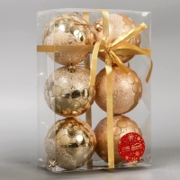 Набор шаров пластик d-8 см, 6 шт "Сюрприз" золото Набор шаров пластик d-8 см, 6 шт "Сюрприз" золото