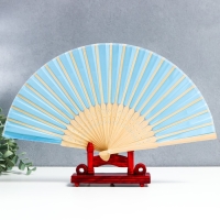 Веер бамбук, текстиль h=21 см "Моноцвет" в коробке, голубой Веер бамбук, текстиль h=21 см "Моноцвет" в коробке, голубой