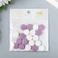 Бусины для творчества дерево "Плоский круг" набор 20 шт белый, сиреневый 0,4х1,5х1,5 см