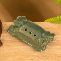 Мыльница "Цветочный мост" керамика, цв. зелёный, 14,5х7,5х2 см