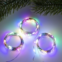 Набор гирлянд «Нить» 2 м роса, IP20, серебристая нить, 20 LED, свечение мульти, 3 режима, батарейки AG13х3 (в комплекте), 3 шт. Набор гирлянд «Нить» 2 м роса, IP20, серебристая нить, 20 LED, свечение мульти, 3 режима, батарейки AG13х3 (в комплекте), 3 шт.