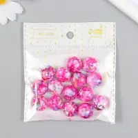 Бусины для творчества пластик "Мраморные. Фуксия" набор 15 шт 1,7х1,7х1 см