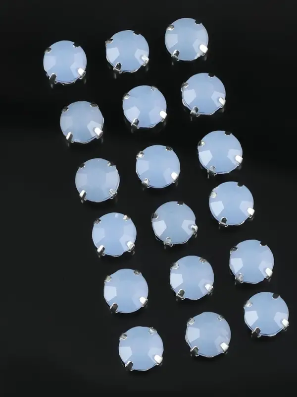 Стразы пришивные &laquo;Шатон&raquo;, круглые, в цапах, d=10 мм, 20 шт., голубые