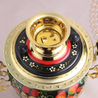 Набор &laquo;Хохлома&raquo;, овал, 3 предмета, самовар 3 л, заварочный чайник 0,7 л, поднос