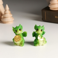 Сувенир полистоун "Лесной дракончик с золотом" МИКС 2,5х2,5х4 см