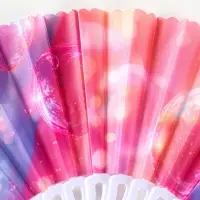 Веер пластик, текстиль "Пузырьки" МИКС 23 см