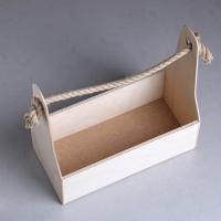 Кашпо деревянное 24&times;11&times;20 см Стелла Моно, ручка верёвка, натуральный