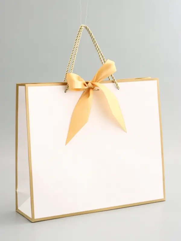 Пакет подарочный, белый, с бантом, 35 х 30 х 10 см