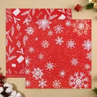 Бумага для скрапбукинга &laquo;Снежинки&raquo;, 30,5 х 32 см, 180 г/м&sup2;