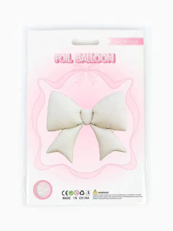 Воздушный шар фольгированный 39" "Бантик" цвет кремовый