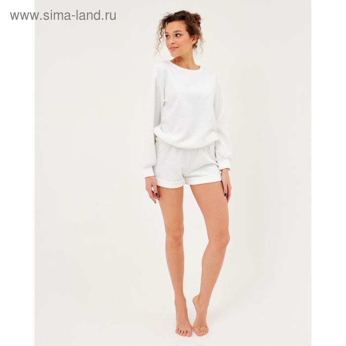 Пижама женская (свитшот, шорты) MINAKU: New happy, размер 54, белая