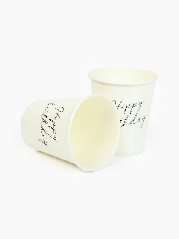 Стакан одноразовый бумажный &laquo;Happy Birthday&raquo;, белый 250 мл