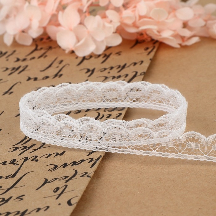 Кружево капроновое, 13 мм &times; 10 &plusmn; 1 м, цвет белый
