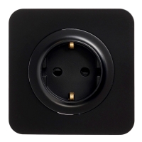 Розетка одноместная, серия "Circular", 16 А, скрытая, с з/к, черная Розетка одноместная, серия "Circular", 16 А, скрытая, с з/к, черная