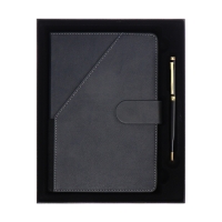 Ежедневник недатированный А5, 140л, клетка, к/зам, с ручкой, в подар. короб., Серый Ежедневник недатированный А5, 140л, клетка, к/зам, с ручкой, в подар. короб., Серый