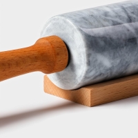 Скалка из мрамора Magistro, с подставкой, 45&times;5 см, цвет белый