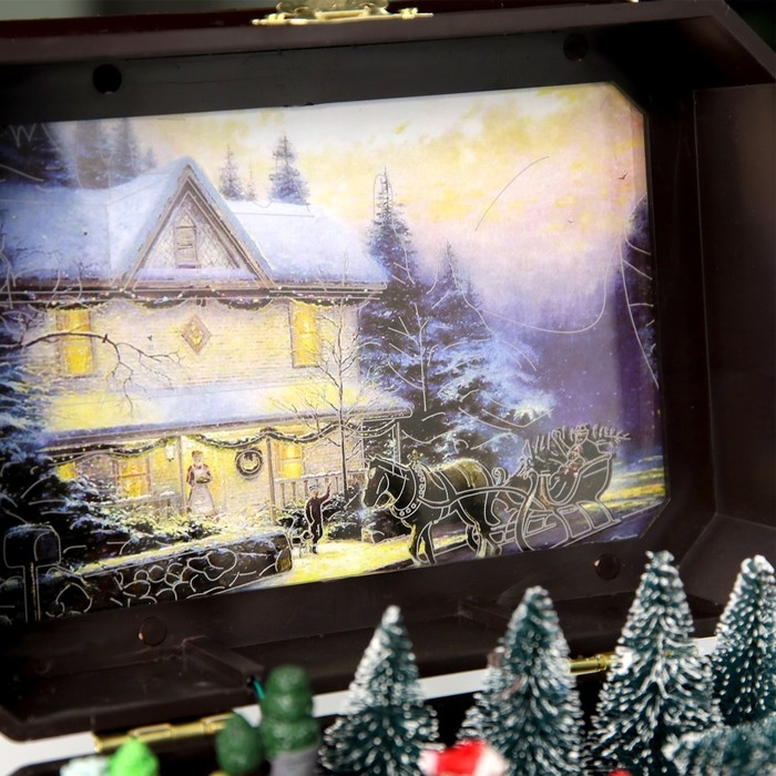 Светодиодная фигура &laquo;Рынок ёлок&raquo; 20 &times; 14 &times; 12 см, полистоун, батарейки ААх3 (не в комплекте), USB, свечение тёплое белое