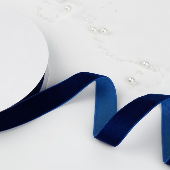 Лента бархатная, 20 мм, 18 ± 1 м, цвет синий №47 Лента бархатная, 20 мм, 18 ± 1 м, цвет синий №47