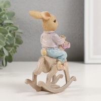 Сувенир полистоун "Зайка на качалке-лошадке" 9,5х4,5х13 см