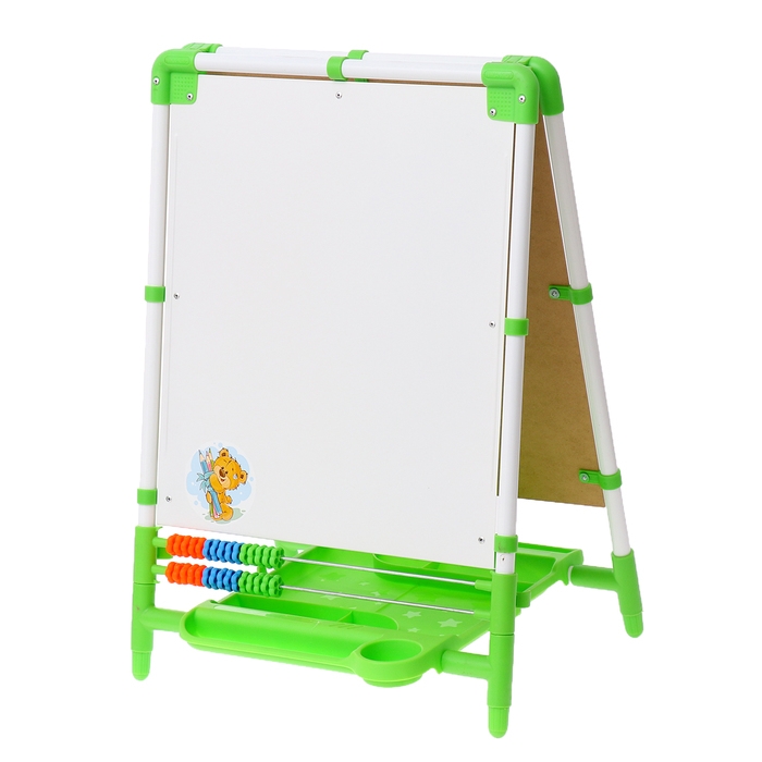 Мольберт детский двусторонний &laquo;Доска знаний&raquo;, регулируется по высоте, + учебные принадлежности, цвет салатовый