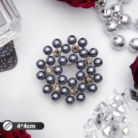 Брошь &laquo;Бусинки&raquo; мини, цвет серый в серебре