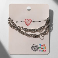 Браслеты &laquo;Неразлучники&raquo; на магните, сердечко, цвет серебро, 20 размер