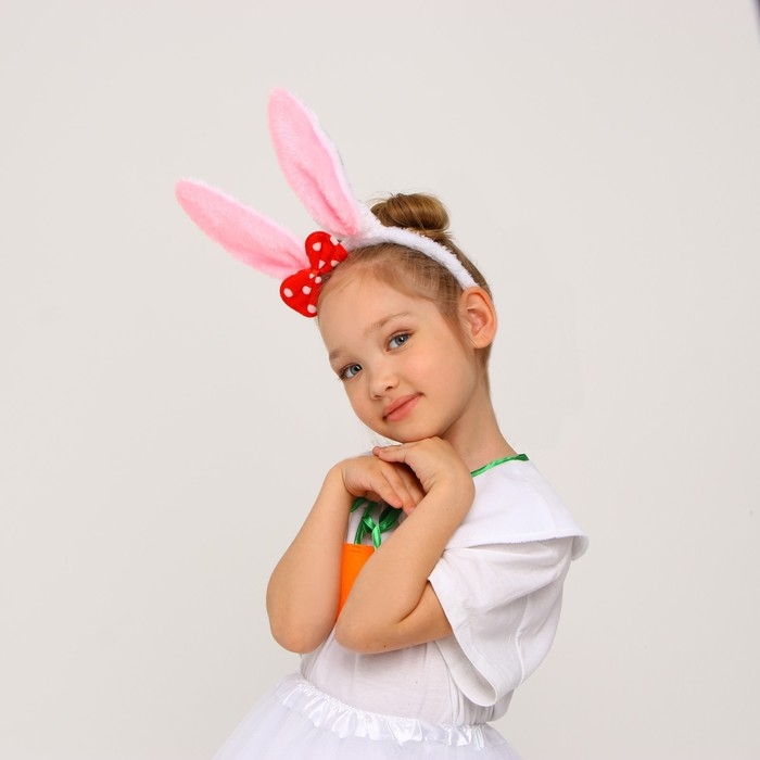 Карнавальный костюм «Зайка белая с ободком», рост 98-128 см Карнавальный костюм «Зайка белая с ободком», рост 98-128 см