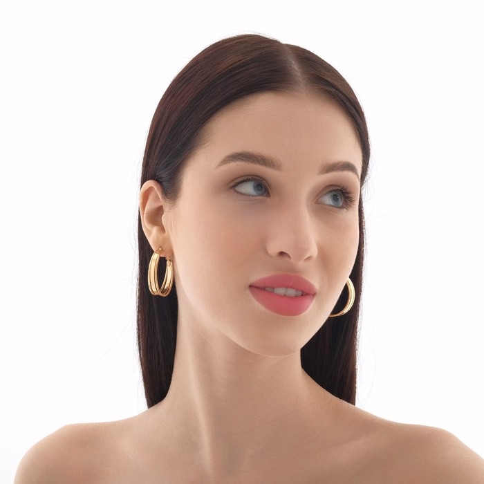 Серьги-кольца &laquo;Карма&raquo; крупная линия, цвет золото, d=4