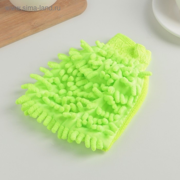 Варежка для уборки Доляна &laquo;Букли&raquo;, микрофибра односторонняя, 15&times;20 см, цвет МИКС