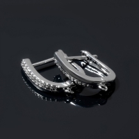 Швензы родированные «Дуо», цвет белый в серебре Швензы родированные «Дуо», цвет белый в серебре