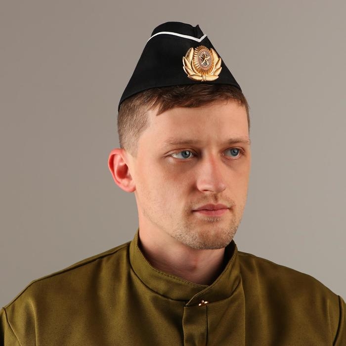 Пилотка с белым кантом, кокарда ВМФ, обхват головы 54&ndash;57 см, цвет чёрный